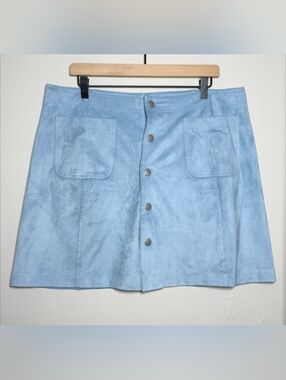 Belle Sky Light Blue Button-Front Mini Skirt 16